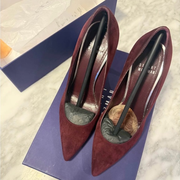 Stuart Weitzman Shoes - Stuart Weitzman Burgundy Suede Pointed Toe Pumps